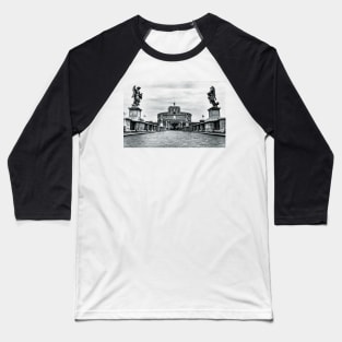 Saint Angel Caste view across Saint Angel Bridge in Rome Baseball T-Shirt